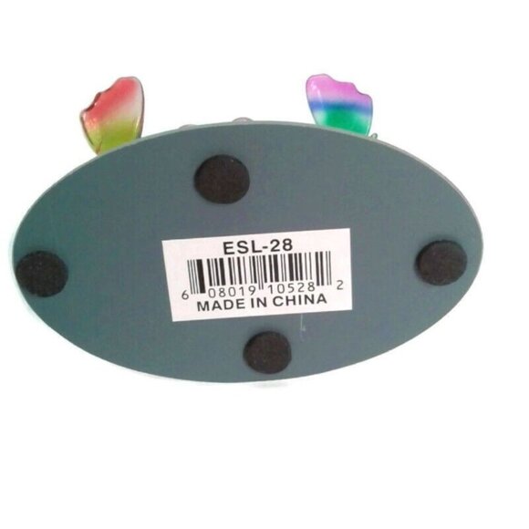 Hand Blown Glass Hummingbirds Flower Mirror Base Pink Purple Birds Figurine - Picture 6 of 10